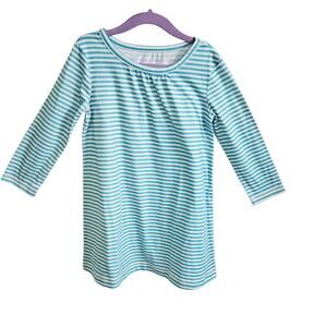 Primary Kids Size 4-5 Long Sleeve Pajama Dress Blue White Stripe Nightgown Comfy